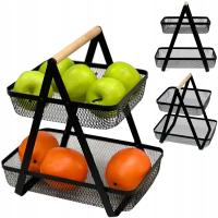 KOSZYK KOSZ NA OWOCE PRZYPRAWY CZARNY DWUPOZIOMOWY SOLIDNY XL