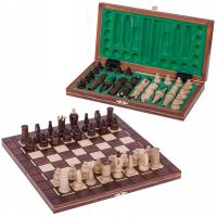 SQUARE - Podróżne Szachy drewniane KRÓLEWSKIE - 31 x 31 cm Wypalane