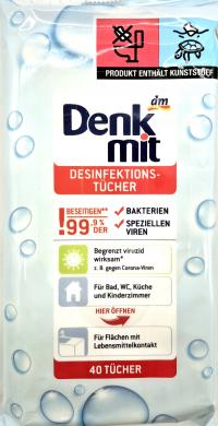 DENKMIT Chusteczki dezynfekujące do wielu powierzchni 40 sztuk z NIEMIEC