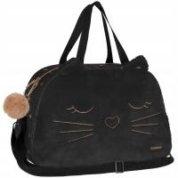 WF ШКОЛА БАССЕЙН СПОРТИВНАЯ СУМКА ДЛЯ ДЕВОЧКИ ЧЕРНЫЙ ПЛЮШЕВЫЙ КОТ