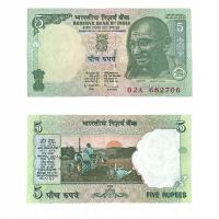 Indie - 5 Rupii - 2009 - banknot UNC w koszulce ochronnej