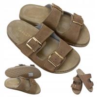 TRACZYK KLAPKI WYGODNE SKÓRA NATURALNA BEŻOWE Regulowane Ortopedyczne