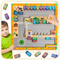 MAGNETYCZNY ALFABET LABIRYNT TABLICA MONTESSORI PARKING DREWNIANA GRA XL