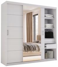 Раздвижной шкаф с зеркалом 180 см горячий матовый белый