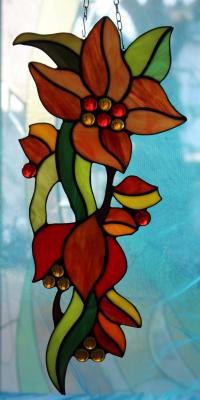 Райский цветок Тиффани витраж оранжевый II