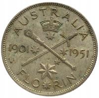 26769. Australia, 1 floren, 1951r. - Ag - okolicznościowa