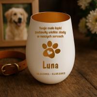 Personalizowany lampion, PAMIĄTKA PO PSIE, PO PUPILU, GRAWEROWANY,ŚWIECZNIK