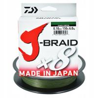 Японская оплетка Daiwa J-Braid X8 8, плетеная 0,10 мм 150 м, зеленая