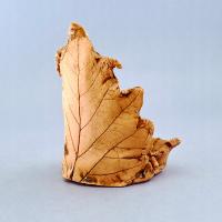 CERAMIKA AUTORSKA PIĘKNY ŚWIECZNIK OSŁONKA GLINIANA LIŚĆ