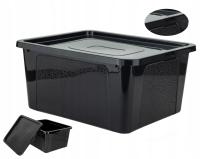 Пластиковая коробка 20 л черная с крышкой практичная коробка для очистки