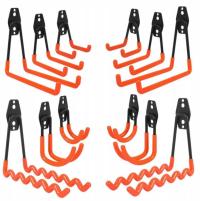 Uchwyt garażowy zestaw 12 sztuk stalowy czarny pomarańczowy