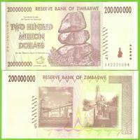 ZIMBABWE 200000000 DOLLARS 2008 P-81 UNC PREFIKS AA