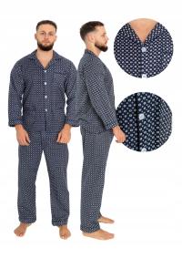 Piżama Męska długi rękaw i spodnie Rozpinana Kołnierzyk Wygodna Miła