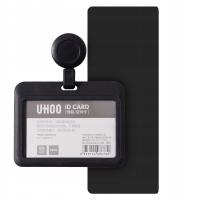 CZARNE ETUI 100x78 ( 85x54) HOLDER IDENTYFIKATOR NA KARTY ZAWIESZKA SMYCZ