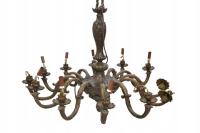 Królewski Antyczny Żyrandol z Brązu - Lampa Wisząca - Empire 12 Ramienny