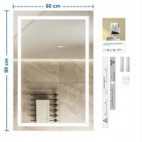 90x60cm LED ванная комната зеркало, туман, 3 цвета света, Сенсорный выключатель