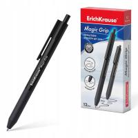 Wysuwalny Wymazywalny długopis żelowy ErichKrause Magic Grip, czarny 12 szt