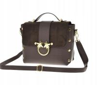 TOREBKA LISTONOSZKA KUFEREK LAURA BIAGGI BRĄZOWA ZAMSZOWA CZEKOLADOWA ZAMSZ