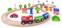 WOODYLAND KOLEJKA DREWNIANA ÓSEMKA Z MOSTEM ZESTAW TORY POCIĄG AKCESORIA