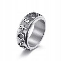 Серебряное антистрессовое кольцо перстень АНК сфинкс Хорус скарабей Египет R23