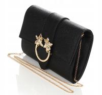 Salvare Efektowna czarna kopertówka na złotym łańcuszku Produkt Polski W75R