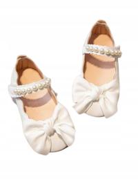 SHEIN DZIECIĘCE BALERINY BIAŁE Z KOKARDKĄ 24 11HD