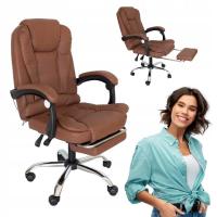 Офисное кресло с функцией массажа с подставкой для ног из искусственной кожи коричневый relax LP100BR