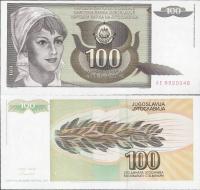 Jugosławia 1991 - 100 Dinara - Pick 108 UNC