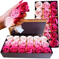 Flowerbox Dekoracyjne Róże Mydlane Kwiaty Różowy Prezent na urodziny ślub
