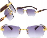 Okulary Przeciwsłoneczne bezramkowe prostokątne Damskie męskie UV400 Brąz