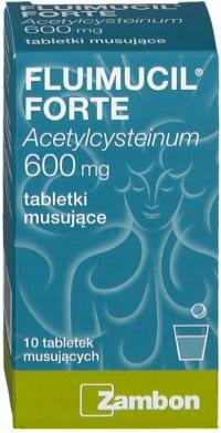 Fluimucil Forte 600 мг влажный кашель 10 таблеток мусс