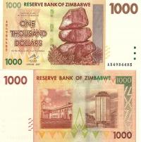 # ZIMBABWE - 1000 DOLARÓW - 2007 - P-71 - AU/XF+