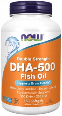 NOW Foods DHA-500 Double Strength OMEGA-3 DHA 500mg, EPA 250mg 180 softgels