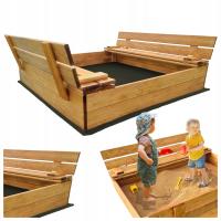 ПЕСОЧНИЦА ЗАПИРАЕМАЯ ДЕРЕВЯННАЯ БОЛЬШАЯ СО СКАМЕЙКАМИ БРЕЗЕНТ НЕТКАНЫЙ МАТЕРИАЛ БЕСПЛАТНО