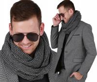 Polski CIEPŁY KOMIN MĘSKI DUŻY szal zimowy modny elegancki WZORY