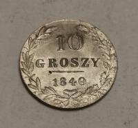 Królestwo Polskie 10 Groszy 1840 MW Warszawa Menniczy Połysk