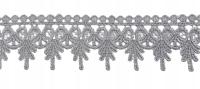 Гипюровая лента серая кружевная Жаккардовая декоративная выс. 6 см