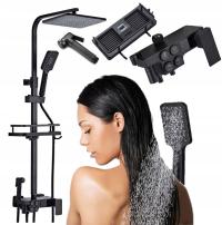 ZESTAW PRYSZNICOWY CZARNY Wyświetlacz LCD BATERIA bidetowa Kolumna półka