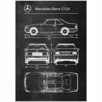 Plakat Mercedes Benz C124 Retro Patent Schemat