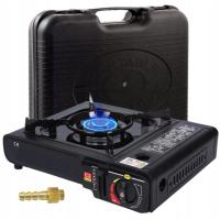 Портативная газовая плита 2в1 для путешествий с черным чехлом для газовых картушей