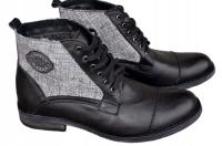 MODNE CIEPŁE BOTKI SZTYBLETY ZIMOWE OCIEPLANE ŚNIEGOWCE KOZAKI SKÓRA czarne