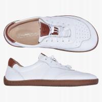 ЖЕНСКАЯ ОБУВЬ БОСИКОМ ШИРОКИЕ КОЖАНЫЕ КРОССОВКИ КОЖА КАМПОЛ БЕЛЫЙ