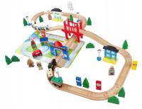 Kolejka drewniana MAŁE MIASTECZKO Zestaw XL 90x55 cm 80 elementów