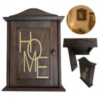 Szafka na Klucze Drewniana Brązowa Wisząca Dekoracja Ścienna Eko Wzory