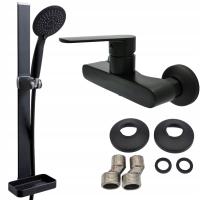 НАБОР ДЛЯ ДУША ЧЕРНЫЙ ЛОФТ БЕЗ СВЕРЛЕНИЯ СМЕСИТЕЛЬ ДЛЯ ДУША КОВРИК НОВЫЙ