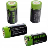 4x bateria akumulatorek CR123a 3.0V 2100 mWh usb RCR 16340 Lithium