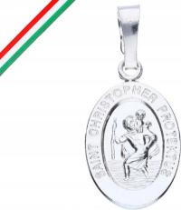 Srebrny medalik 925 święty Krzysztof chrzest Komunia na prezent uniseks