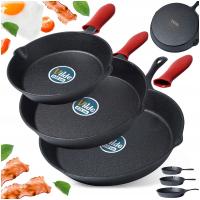 3x Patelnia ŻELIWNA na gaz indukcję grill ognisko do piekarnika 20 25 30 cm