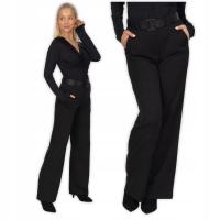 Eleganckie spodnie damskie z szeroką nogawką Czarne
