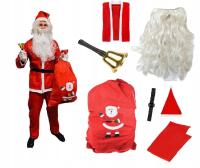 КОСТЮМ САНТА-КЛАУСА НАБОР МАСКИРОВКА РОЖДЕСТВО 7 ELENENTS